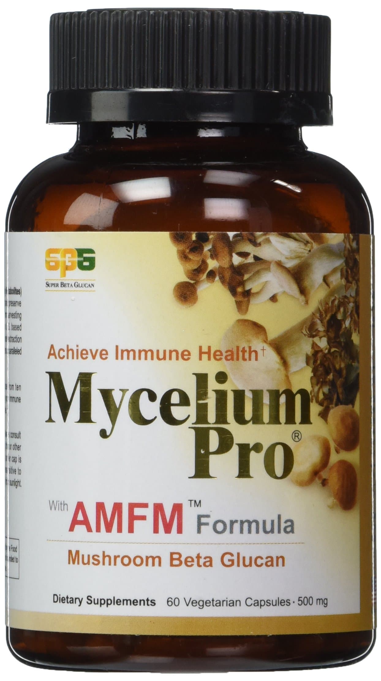 Mycelium Pro Ultimate Immune AMFM (Multi-Species Mushroom Beta Glucan Extract) 60 Veggie Caps, 500 mg - New Packaging