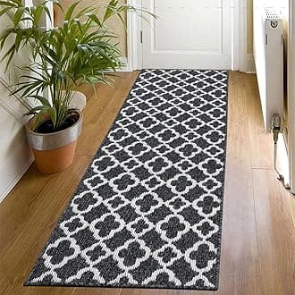SHACOS Hallway Runner Rug Non Slip 50x150 cm Washable Hall Runner Narrow Rug Floor Carpet Runners for Kitchen Hallway Entryway, Black