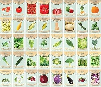 Set of 40 Assorted Vegetable Packets with Beginners Growing Guide & Mylar Storage Bag | Non-GMO | Heirloom