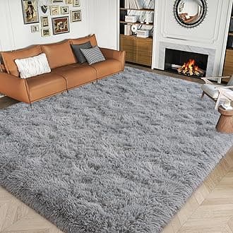 Super Fluffy Rug for Bedroom, 6x9 Feet, Modern Shag Grey Area Rugs, Soft and Cozy Plush Large Carpet for Kids, Girls Boys and Teens Decorations for Living Room Dorm Nursery Classroom, Grey