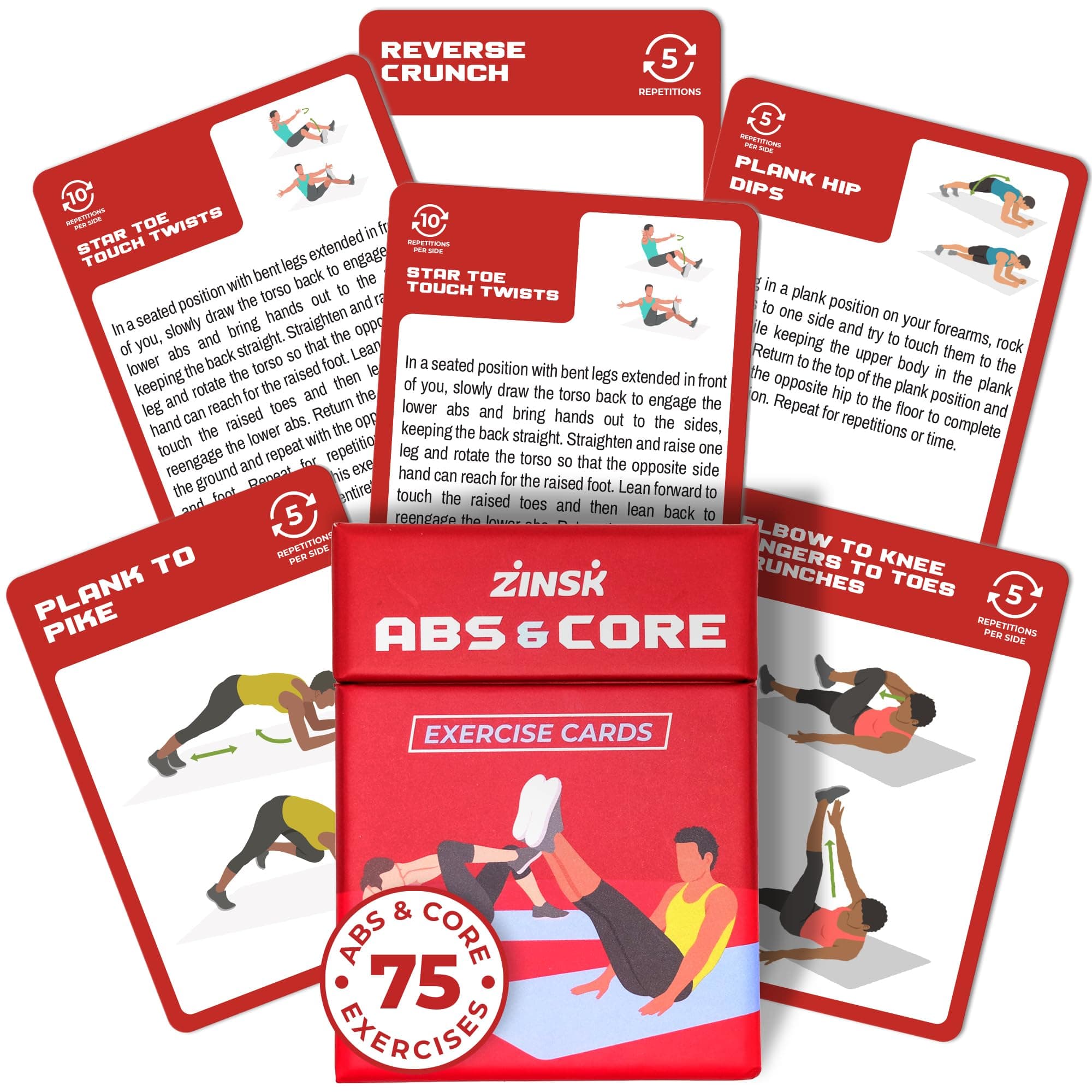 Abs and Core Exercise Cards – 75+ Workout Cards to Help Build Core Strength, Stability, Outdoor, Work from Home Fitness Workout