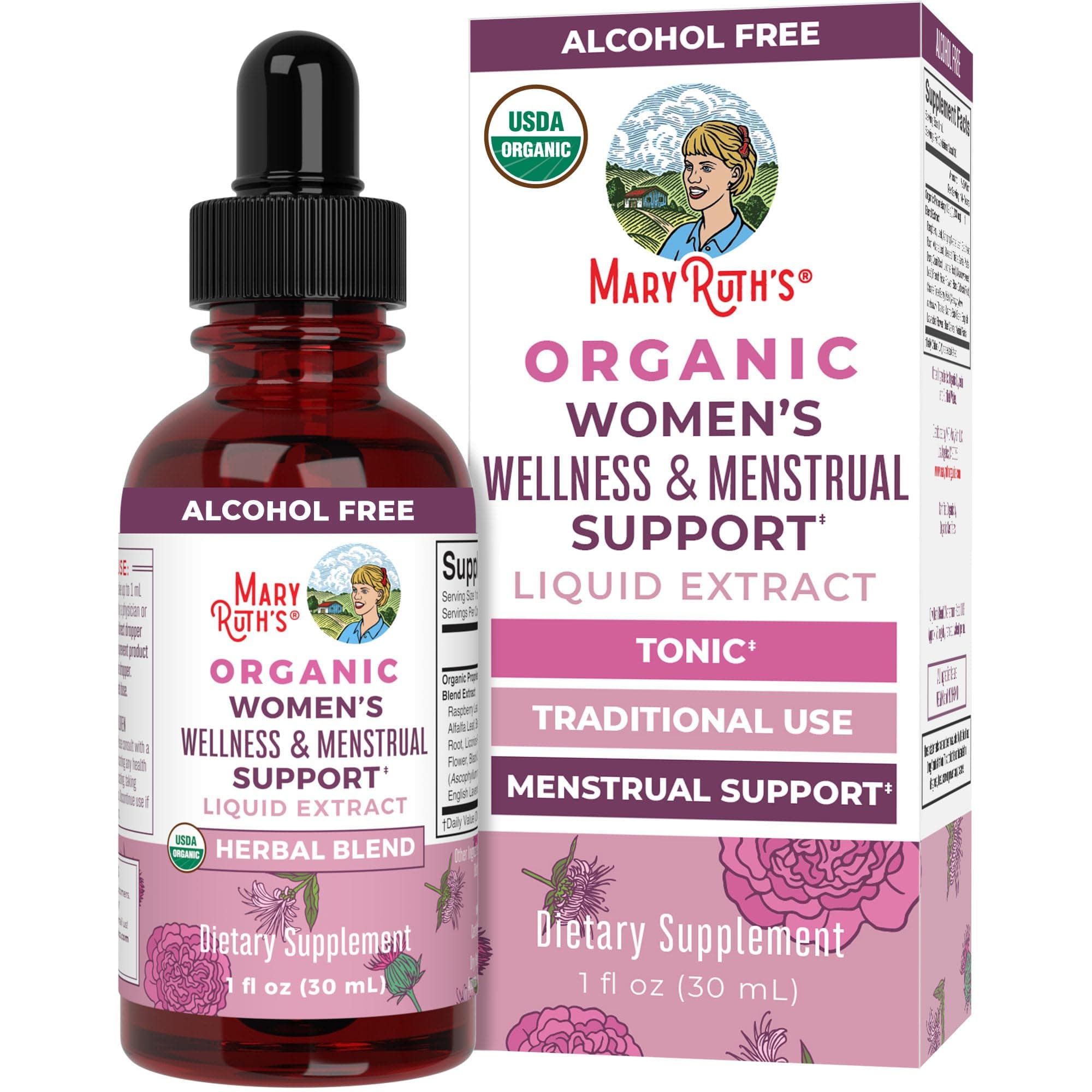 Herbal Supplement Drop, Support Menstruating Bodies and Relaxation, Pack of 1, USDA Raspberry, Stinging Nettle Leaf, Eleuthero Root, Chaste Tree Berry, Vegan, 1 Fluid Ounces