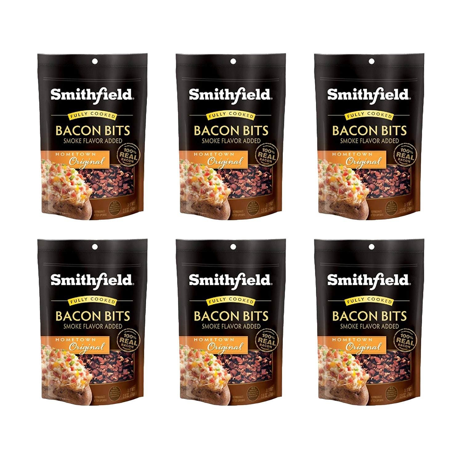 Smithfield Hometown Original Bacon Bits, Made from 100 percent Real Bacon, Fully Cooked, 6 Pack