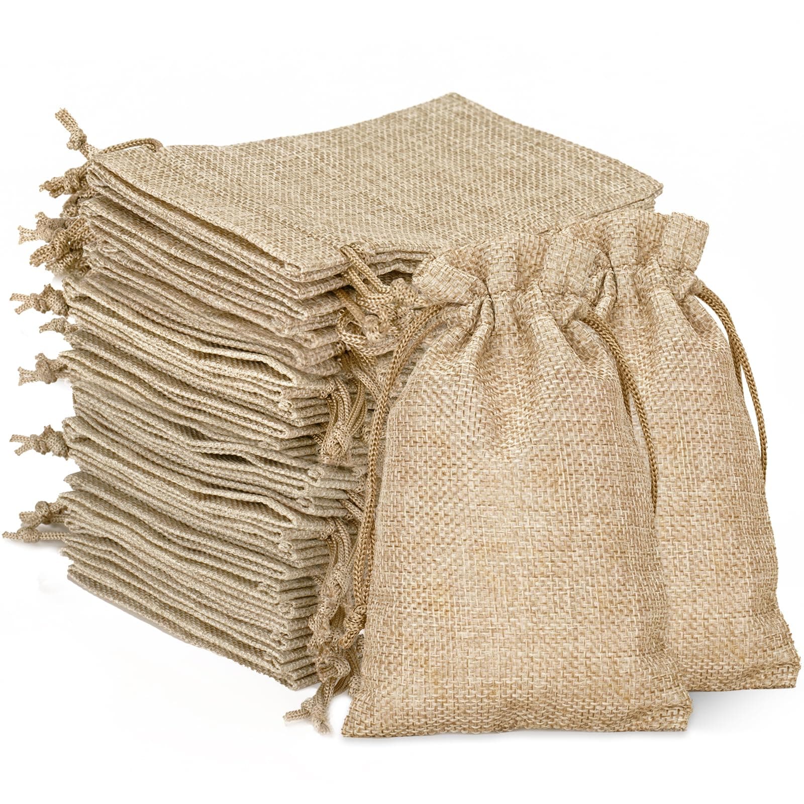 G2PLUS 20 PCS Small Burlap Gift Bags, 13 x 18 cm Linen Drawstring Pouches for Advent Calendar, Gifts and Reindeer Food