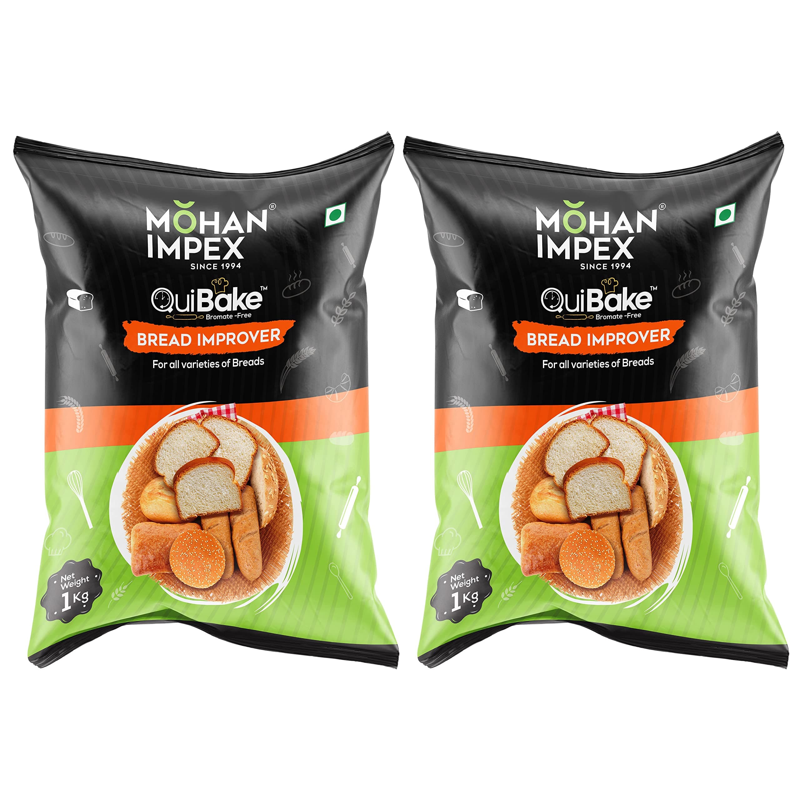 - Mohan Impex Bread Improver 1Kg [Pack of 2] - Enhances Dough Rise, Improves Crust & Freshness - Ideal Baking Powder for Breads, Buns, Seitan & Bakery Mixes for Fluffy Results