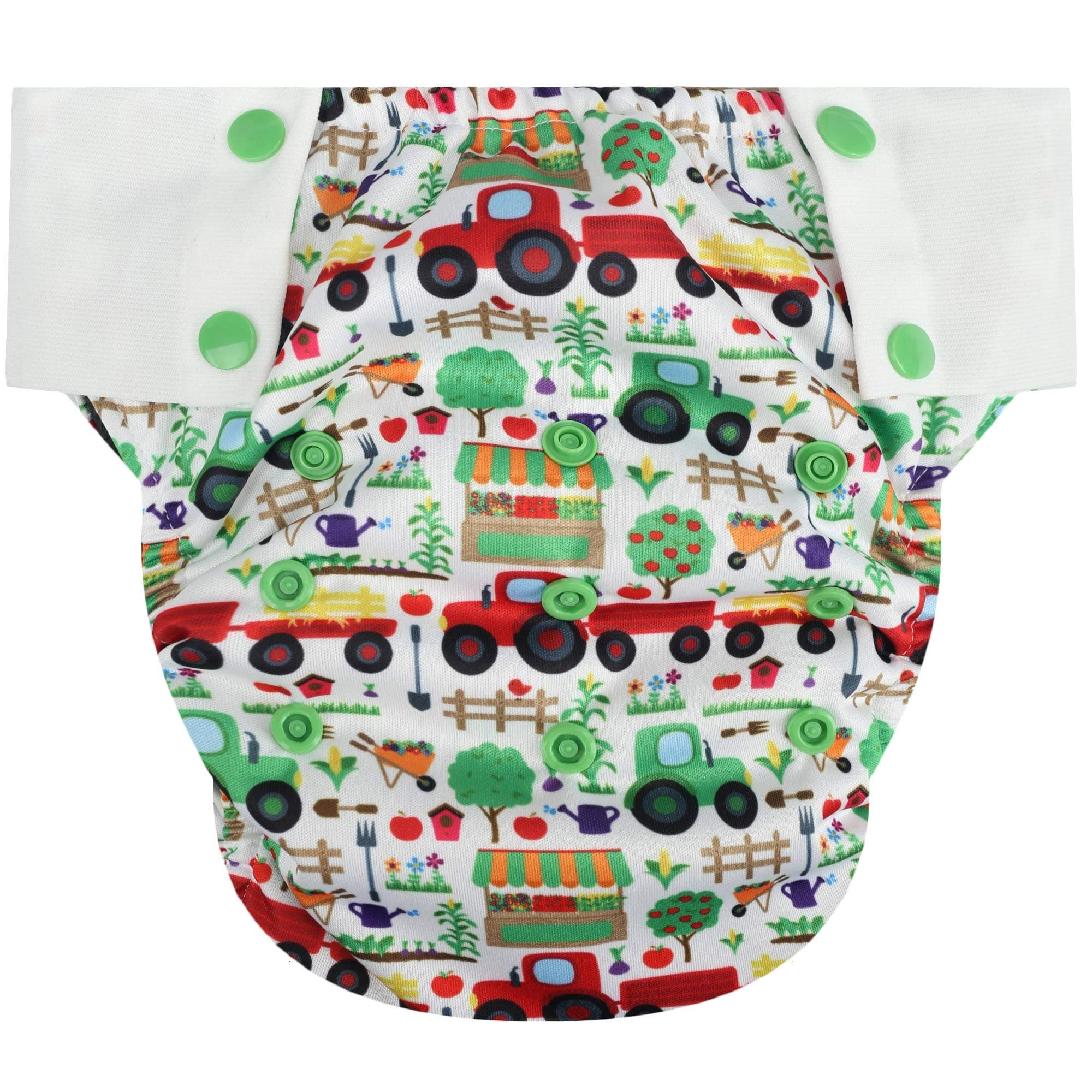 HappyEndings Big Kid Pull On Reusable Cloth Diapers/Training Pants Special Needs (Large, (Fits 45-65 Pounds), Tractors)