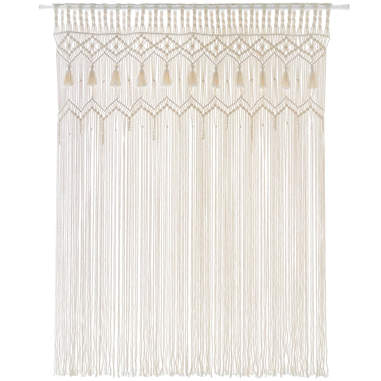 Macrame Curtain Large Boho Woven Wall Hanging Window Curtains Handmade Bohemian Decor for Window Doorway Closet Wedding Backdrop Arch Bedroom Living Room Apartment, 51''Wide x 70''Long
