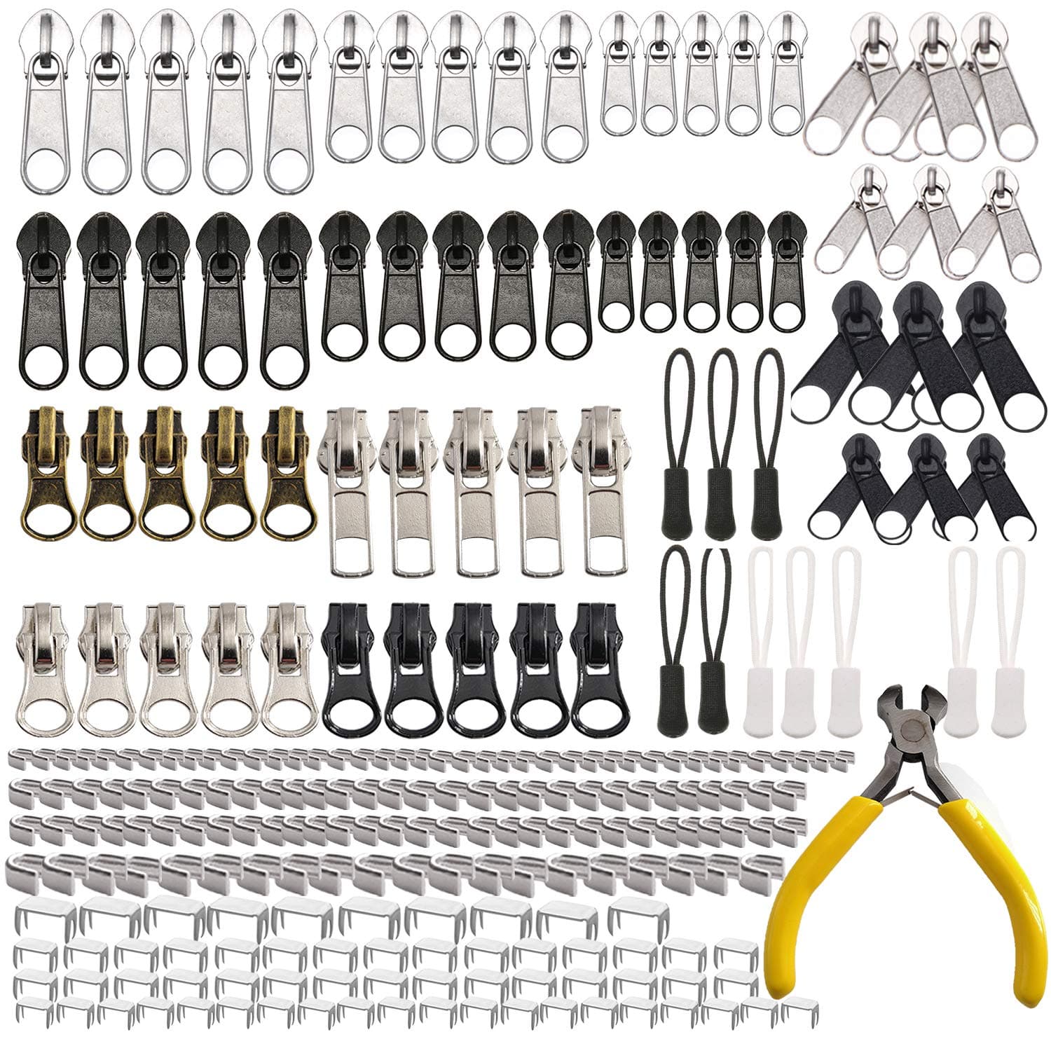 Meikeer 252-Piece Zipper Repair Kit with Replacement Zippers and Pulls, Universal Tools for Luggage, Bags, Jackets, and Outdoor Gear