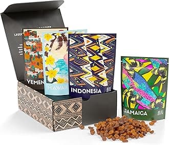 Atlas Coffee Club Rare Coffee Sampler, Gift Set for Him and Her, 4-Pack Variety Box of the World’s Most Unique Gourmet Single Origin Coffees Including Jamaica Blue Mountain, Whole Bean