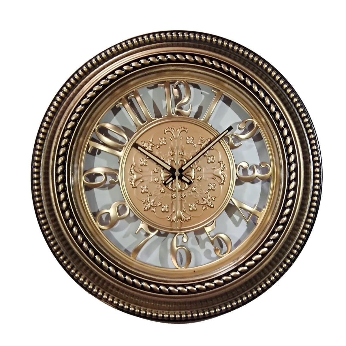 ROYSTAR Plastic Wall Clock (Gold_0.9 Inch X 14.9 Inch X 14.9 Inch)