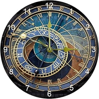 LORVIES Prague Astronomical Clock Silent Non Ticking Acrylic Decorative 10 Inch Round Clock for Home Office School