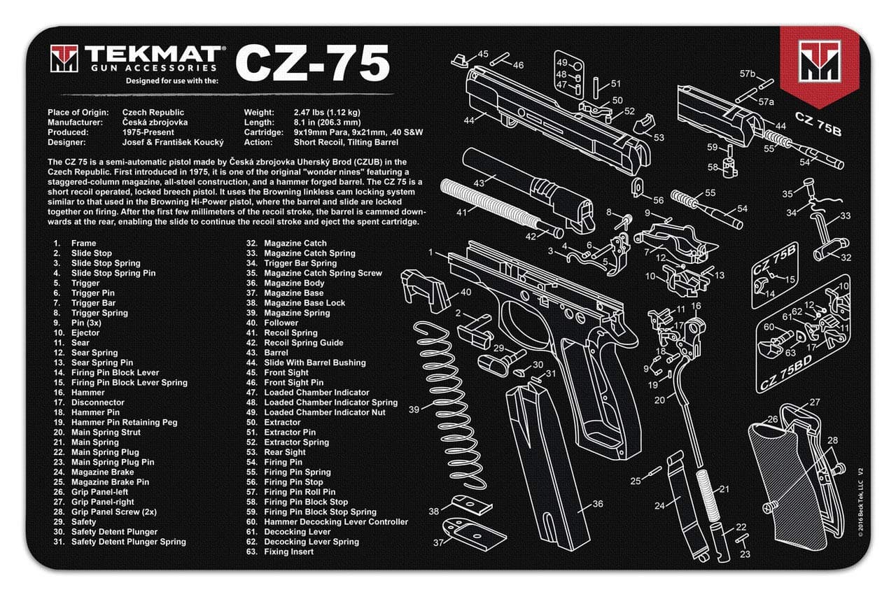 TekMat CZ-75 Gun Cleaning Mat, Black, one Size (TEK-R17-CZ75)