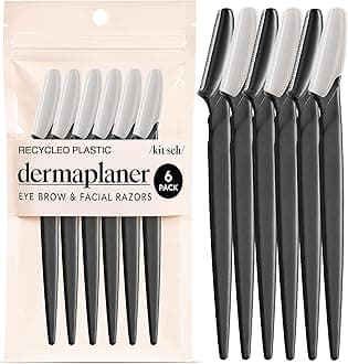 Dermaplane Razor for Women Face – Face Razors for Women & Men, Eyebrow Trimmer & Face Shaver – Exfoliating Facial Razor & Skin Care Tool for Smoother Skin - Black, 6 pcs