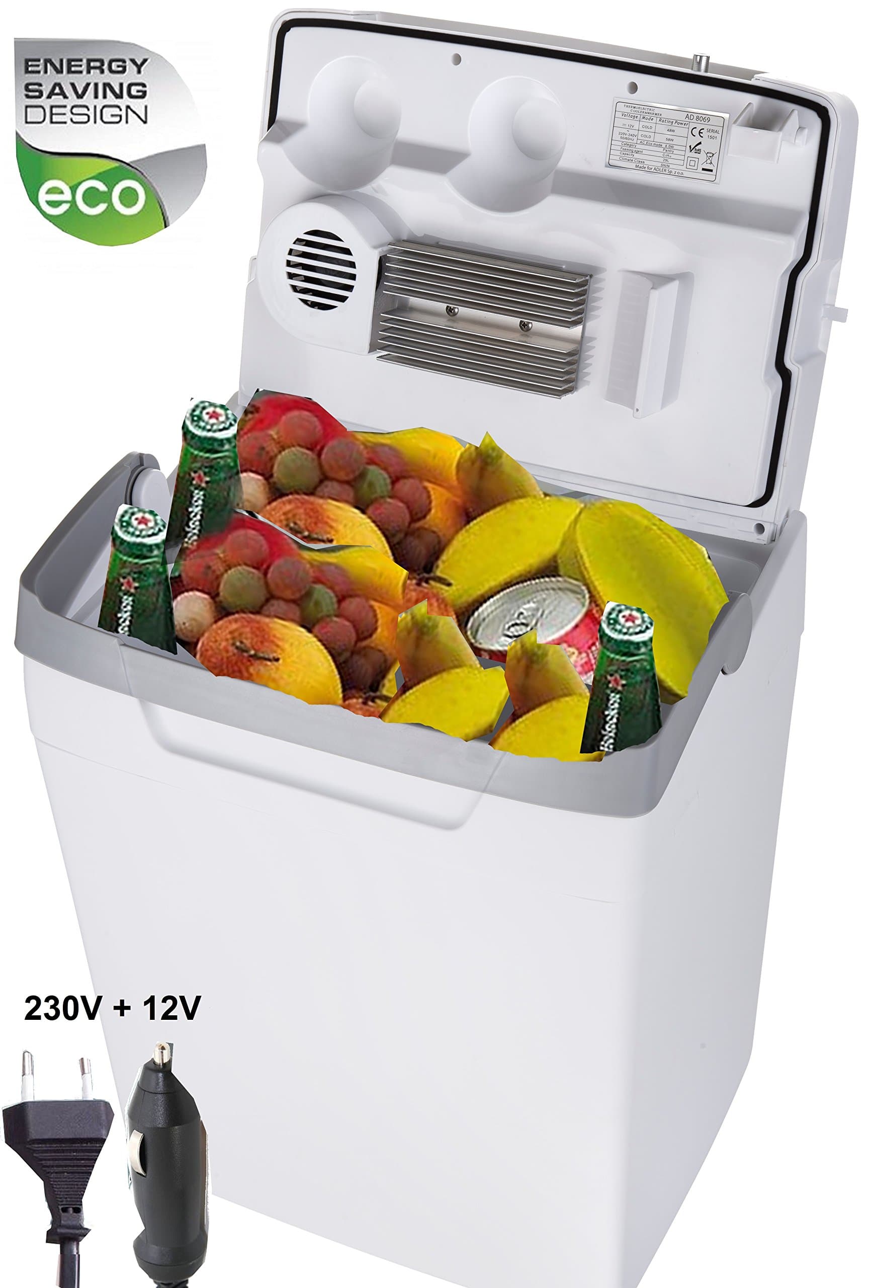 Adler Eagle 29 Litre Cool Box 12 V 230 V COMBI Thermoelectric Cool Bag Camping/Insulated Box for Cars and Mains Outlets (EU Socket) Mini Fridge