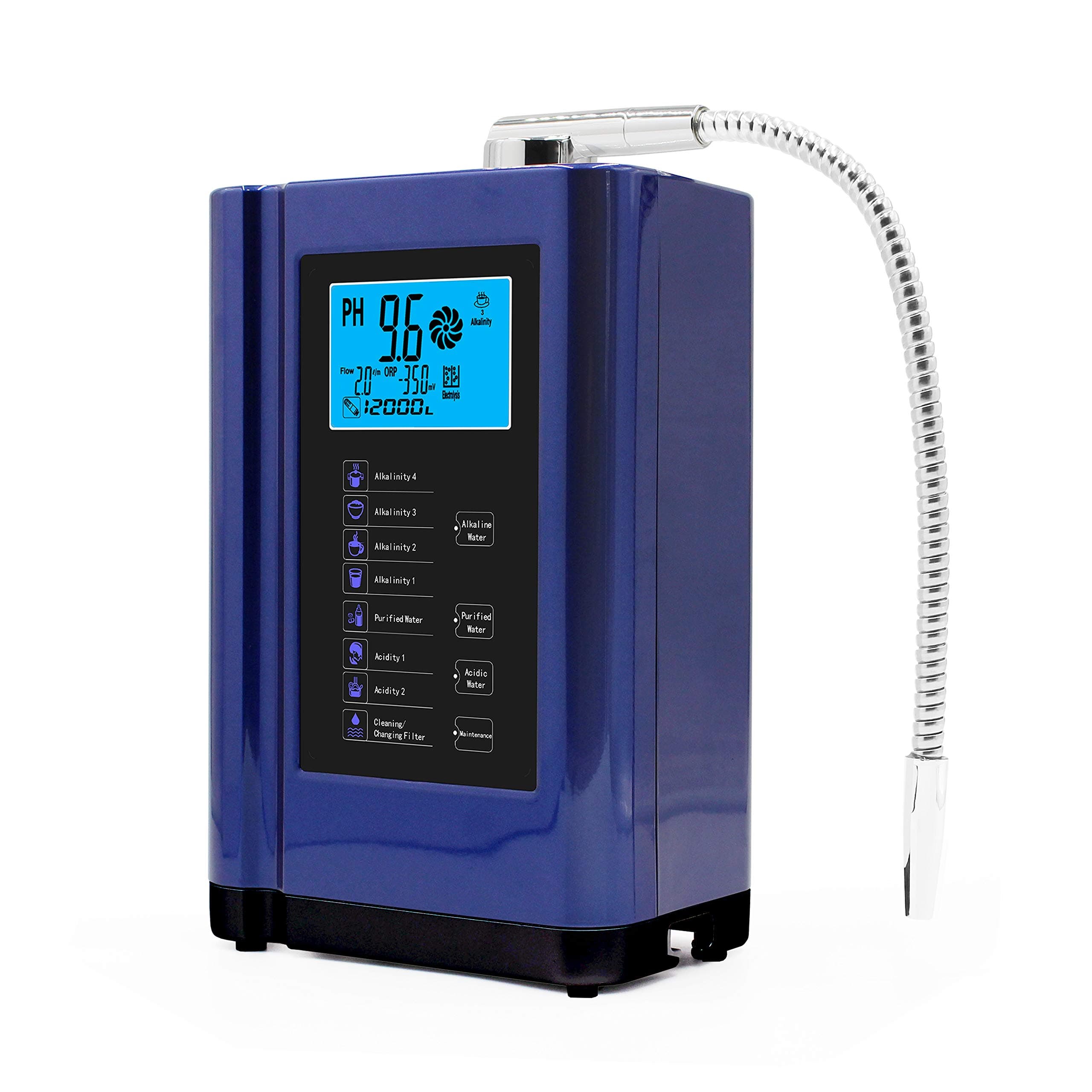 Water Ionizer, Water Purifier Machine PH 3.5-10.5 Alkaline Acid Water Machine,Up to -500mV ORP, 8000 Liters Per Filter,7 Water Settings,Auto-Cleaning,Intelligent Voice(Blue Color)