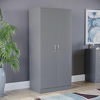 Vida Designs Riano Wardrobe, With Shelf & Hanging Rail Bedroom Storage Furniture (Grey, 2 Door)