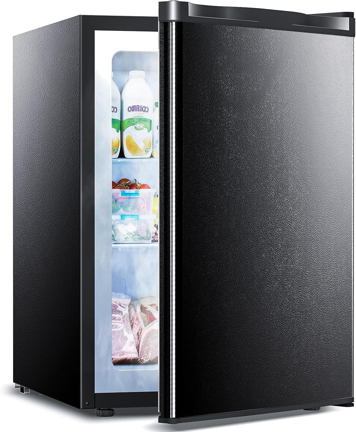 3.0 Cu.ft Small Freezer, Mini Upright Freezer with Adjustable Thermostat, Removable Shelves, Reversible Single Door, for Bedroom/Home/Dorms/Apartment, Black
