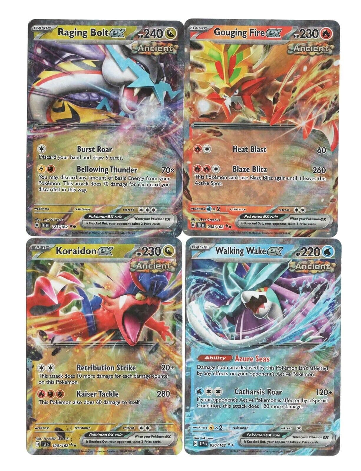 Pokemon Temporal Forces Ancient Card Set Raging Bolt ex Gouging Fire ex 123/162