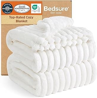 Bedsure White Fleece King Blanket for Couch - Super Soft Cozy Blankets for Women, Cute Small Blanket for Girls, 108x90 Inches