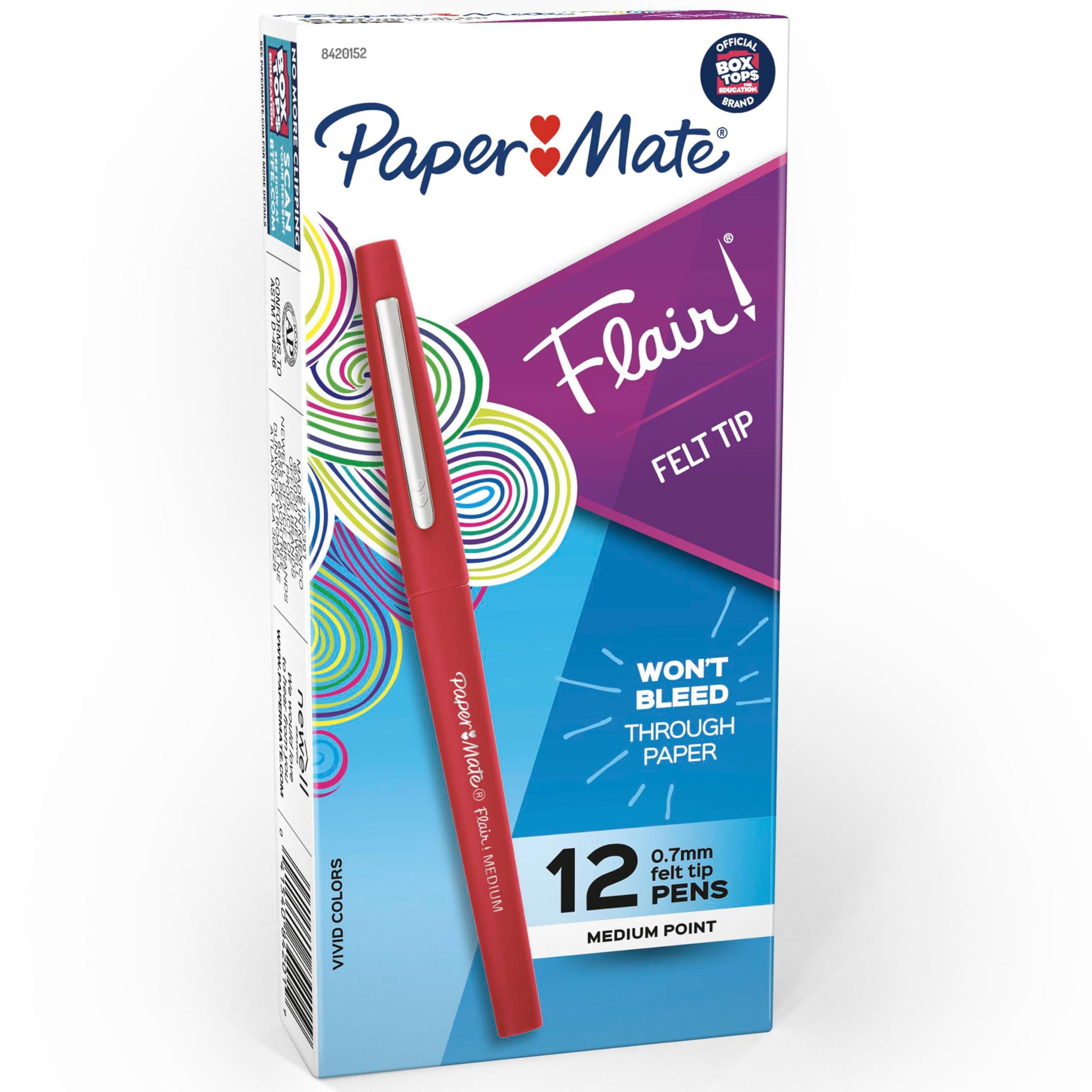 Flair Felt Tip Pens, Medium Point (0.7mm), Red, 12 Count