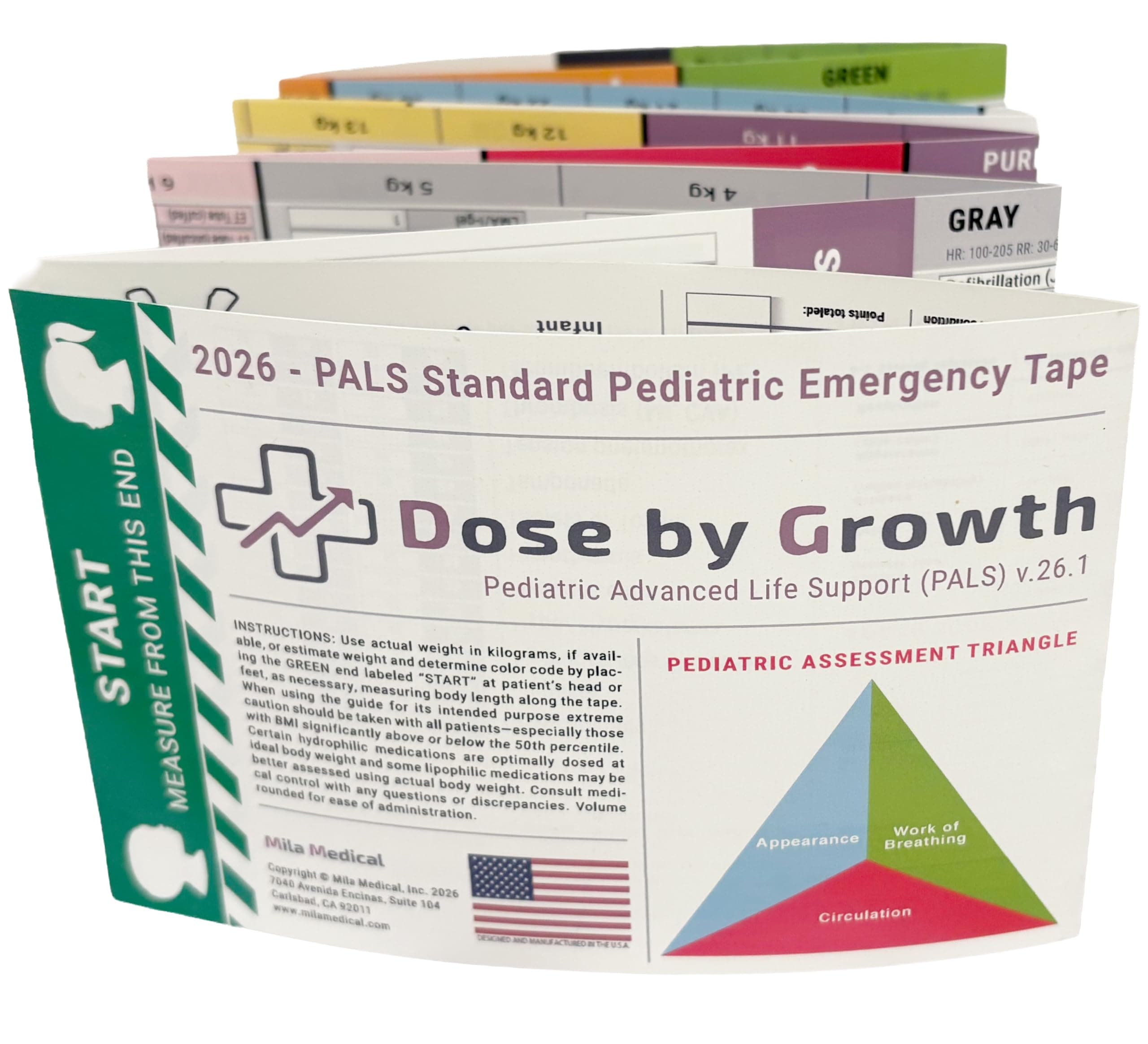 2024 Updated PALS Dose By Growth Pediatric Advanced Life Support Emergency Length-Based Tape with Broselow Compatible Color Zones Designed for Paramedics, Nurses & EMS Providers