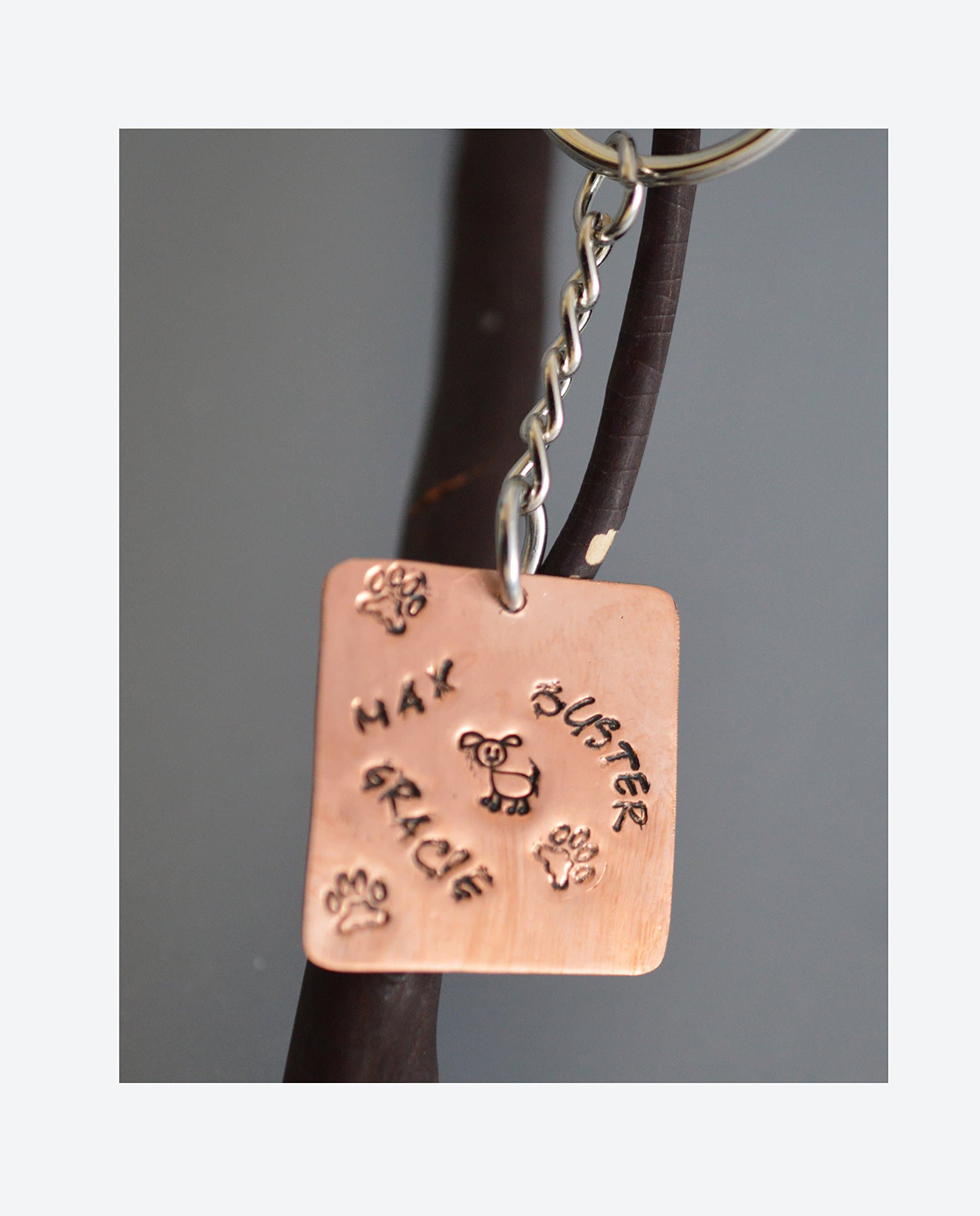Personalized Key Chain with Pets Name Customize Stamped Pet Sitter Copper Name