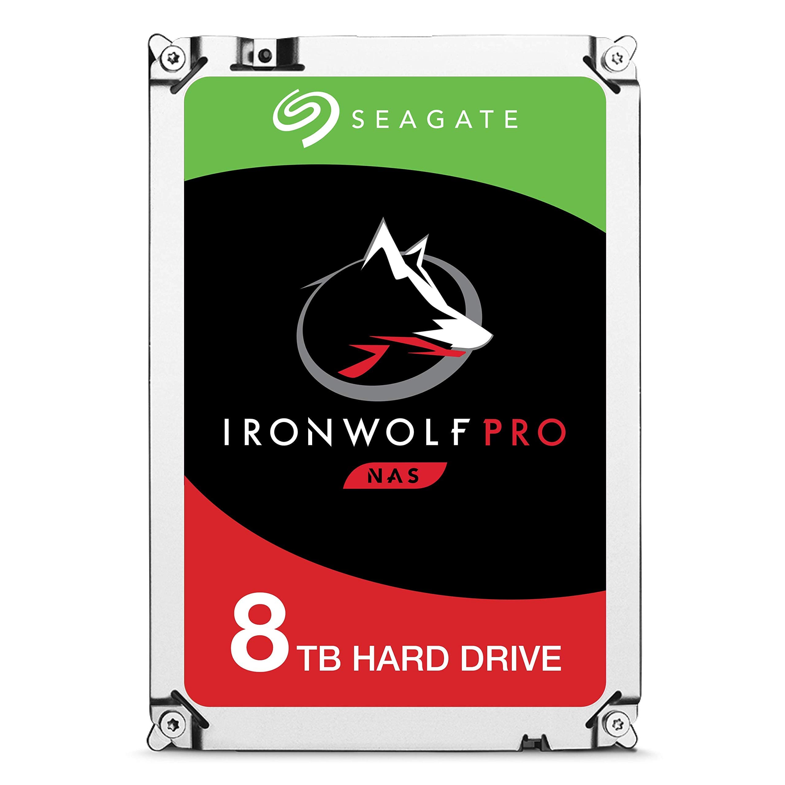 Seagate IronWolf Pro, 8TB, Internal Hard Drive, NAS, 3.5 Inch, SATA, 6GB/s, 7200 RPM, 256MB Cache, for RAID Network Attached Storage, 3 year Rescue Services, FFP (ST8000NEZ004)