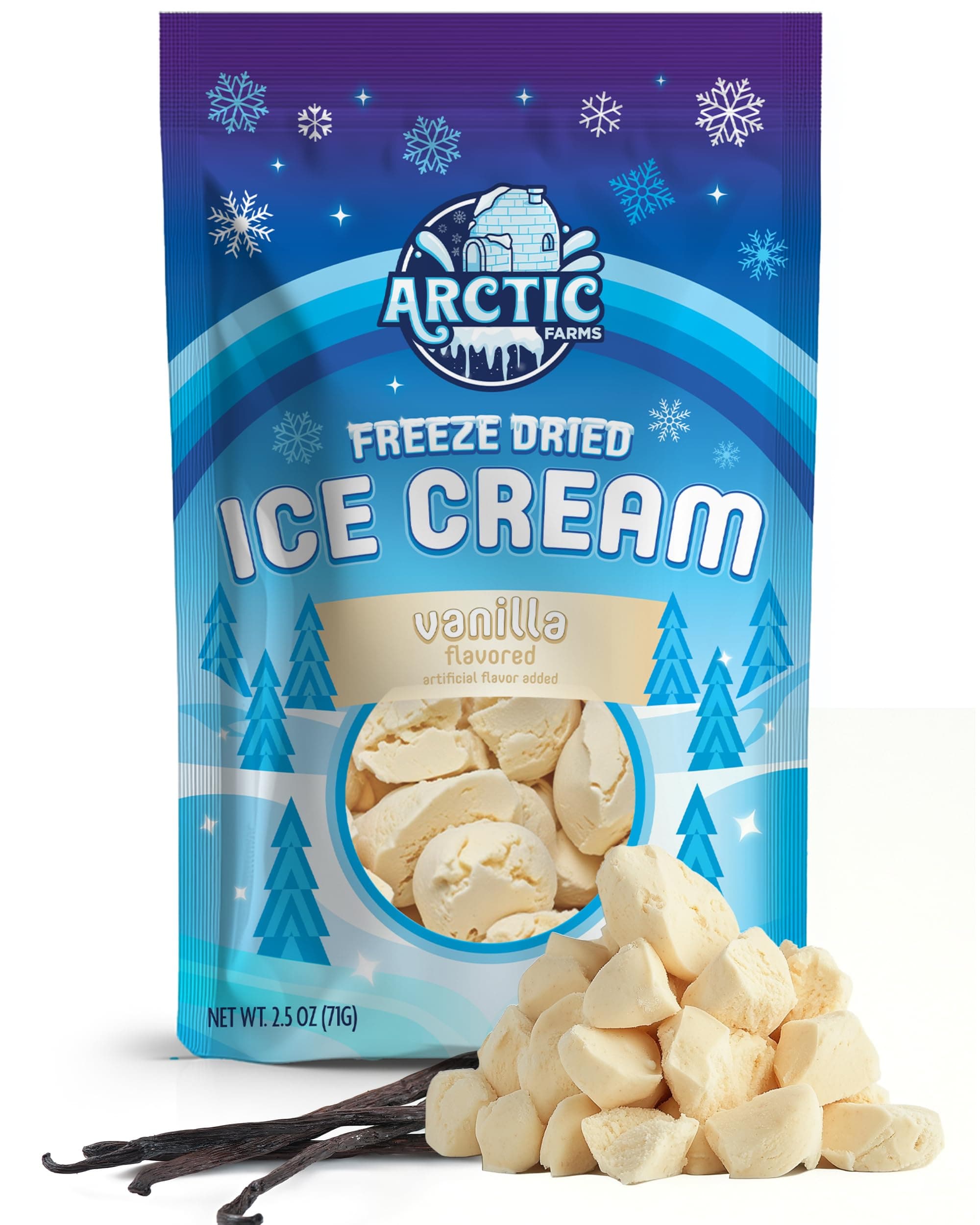 Freeze Dried Ice Cream Bits Bagged and Boxed - Does Not Melt (Vanilla)