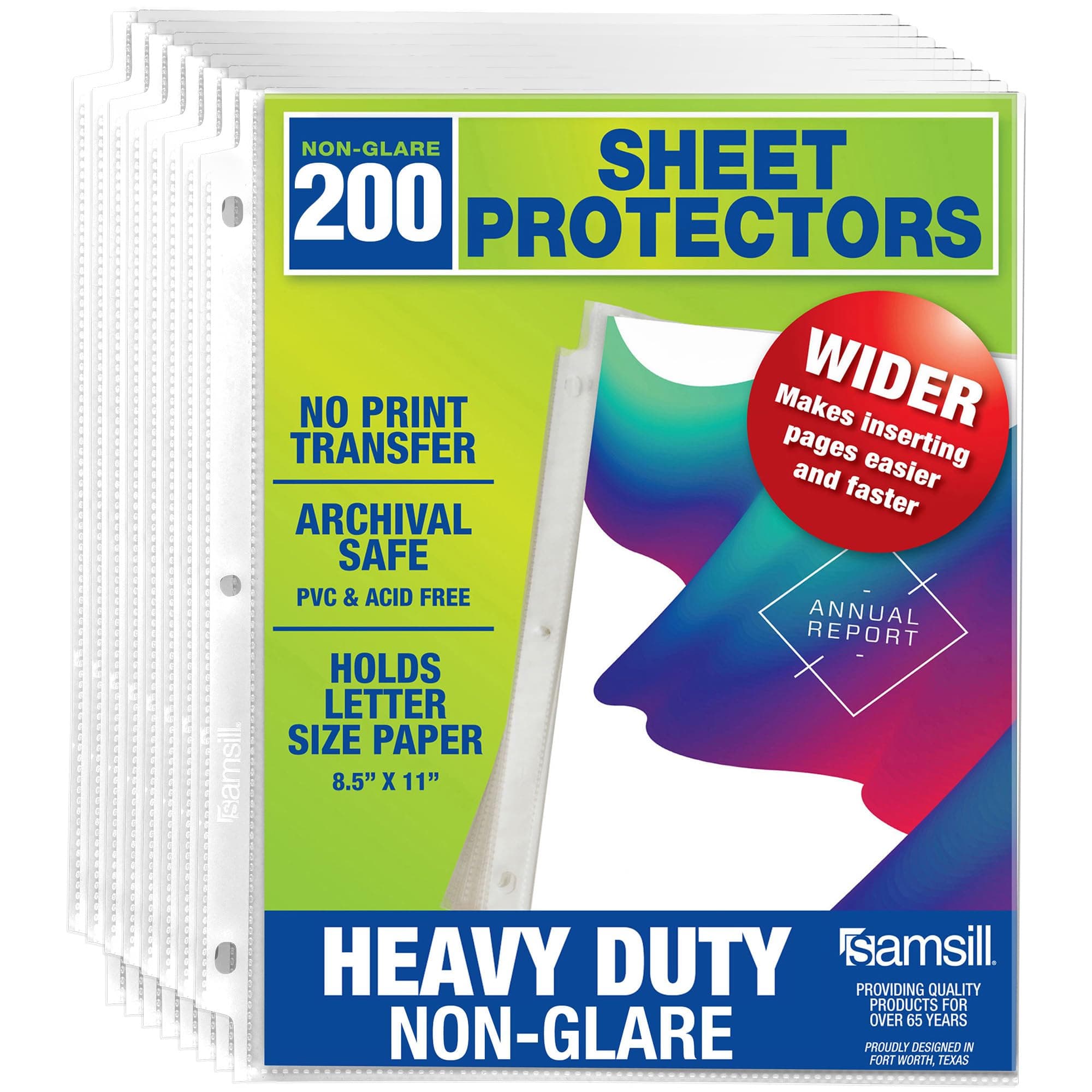 Samsill Heavy Duty Sheet Protectors for 3 Ring Binders, 8.5 x 11 Clear Page Protectors, Plastic Sleeves & Report Covers, Acid Free Archival Safe Document Protectors