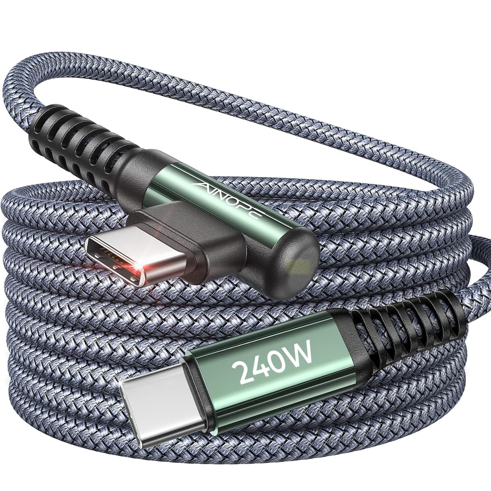 AINOPE 240W USB C to USB C Cable [10FT] Right Angle C to C Cable Fast Charging,Sideways Phone Charger USBC to USBC Fits iPhone 17 16 15 Pro Max Plus,MacBook Air/Pro,iPad Pro,Samsung S25,Pixel,iPad