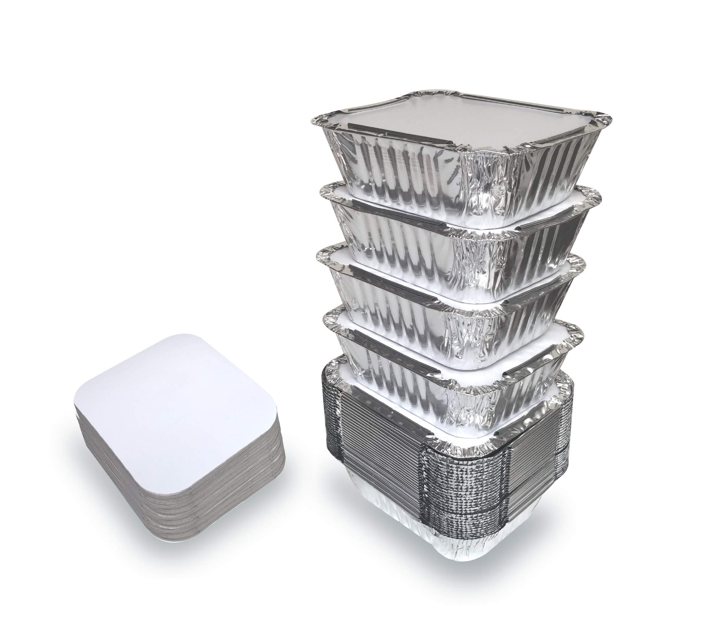 55 Pack - Small Foil Pans with Lids - To Go Food Containers with Lids 1lb Mini Aluminum Pans Freezer Safe Foil Take out Trays Heat proof Aluminum Meal Prep Containers 5.5x4.5x1.9 in