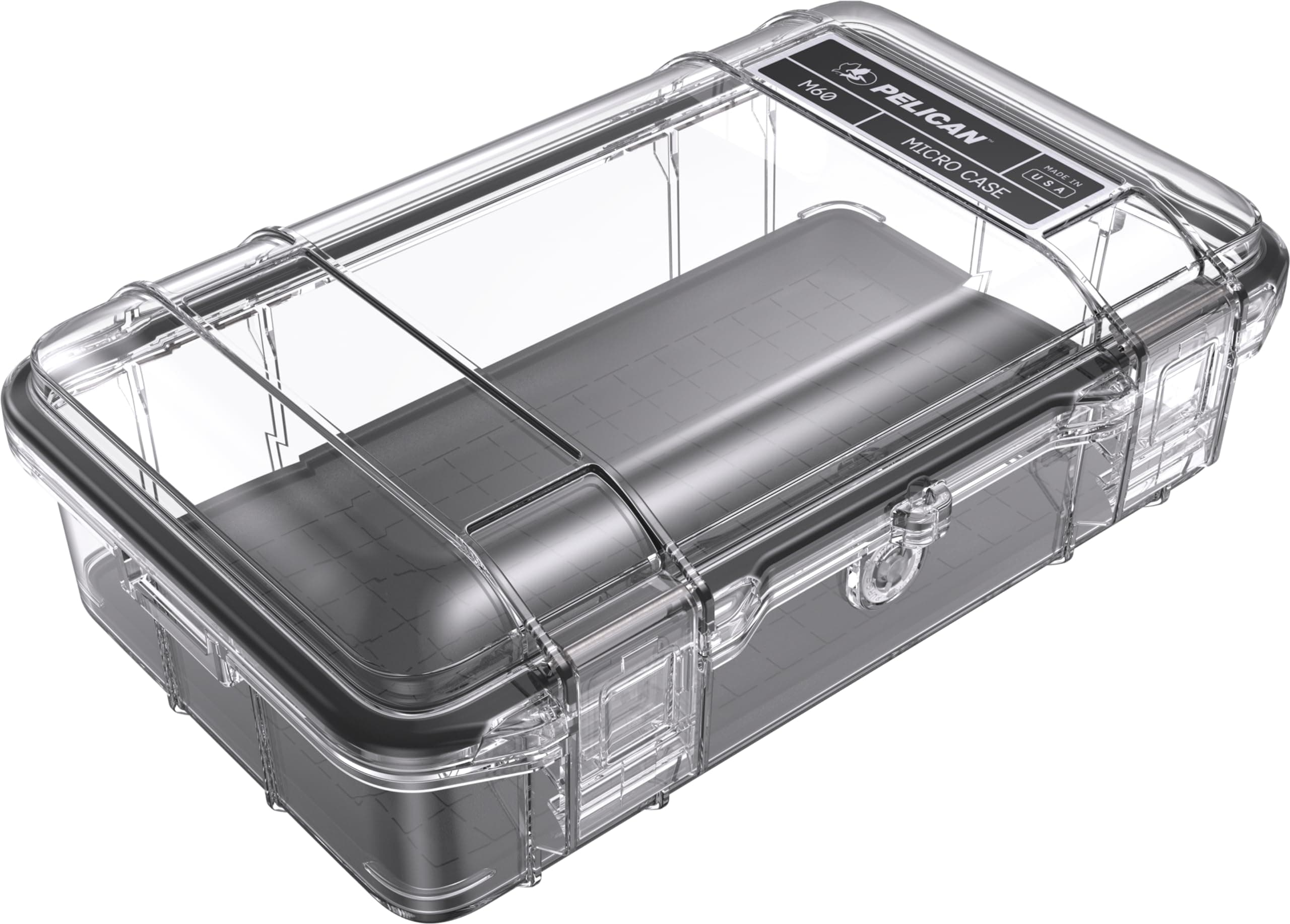 Pelican M60 Micro Case - Waterproof Case (Dry Box, Field Box) for iPhone, GoPro, Camera, Camping, Fishing, Hiking, Kayaking, Beach and More (Black/Clear)