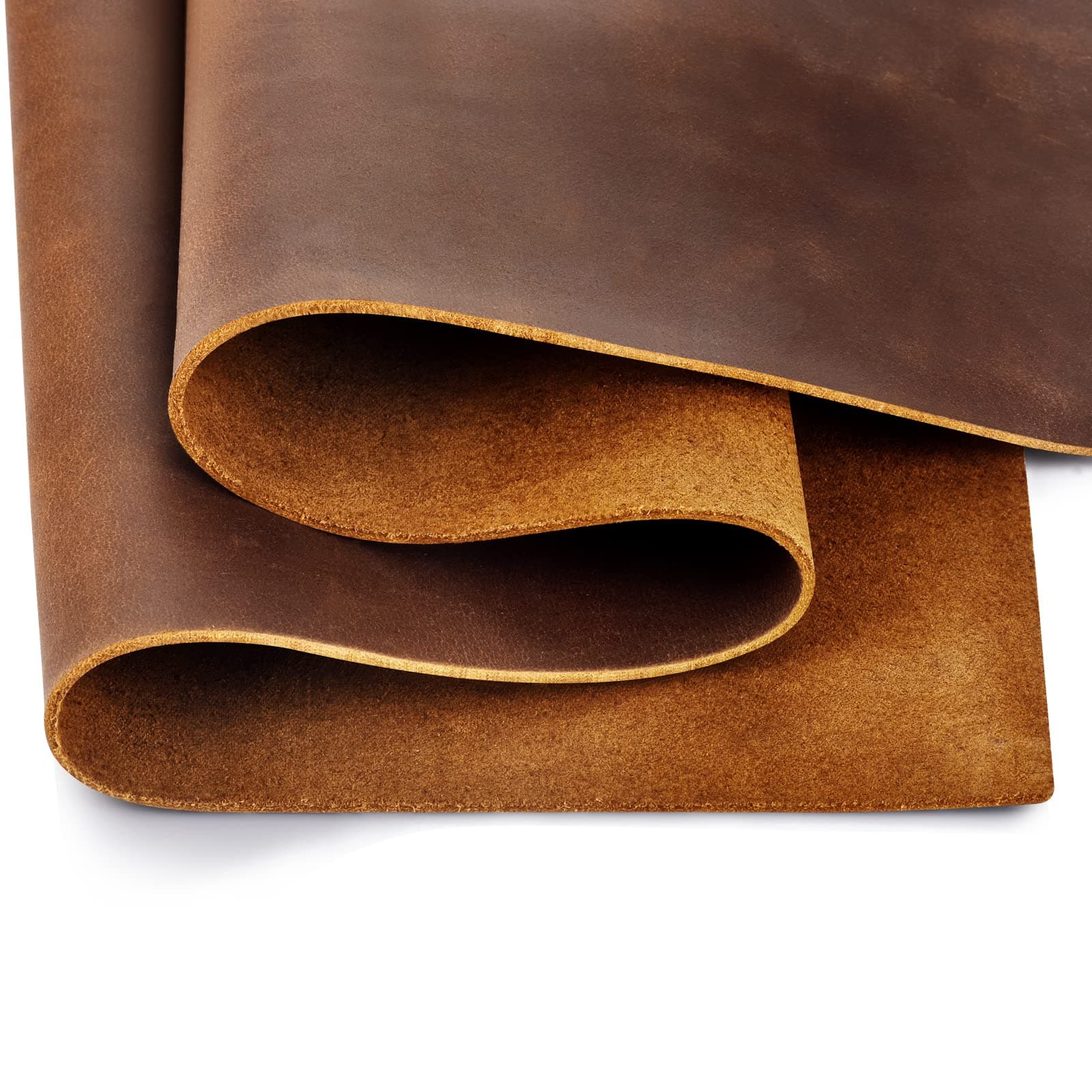 TeeLiy Tooling Leather Square 1.8-2.0MM Thick Genuine Top Full Grain Oil Tan Crazy Horse Cowhide Leather Sheets for Crafts Tooling Sewing Wallet Earring Hobby (Brown, 6"x12")