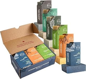 Crate 61 Organics 61, Handmade in Canada, Plant Based Cold Process Natural Bar Soap, With Premium Essential Oils, Dry Skin, Pack of 6 (For Him)