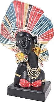 African Statues for Home Decor, Sculptures Decorations for Living Room, 10.5'' African Lady Art Bust Figurines, Black Vintage Aesthetic Ornament for Shelf and Tables, Décor Accents Gifts for Women