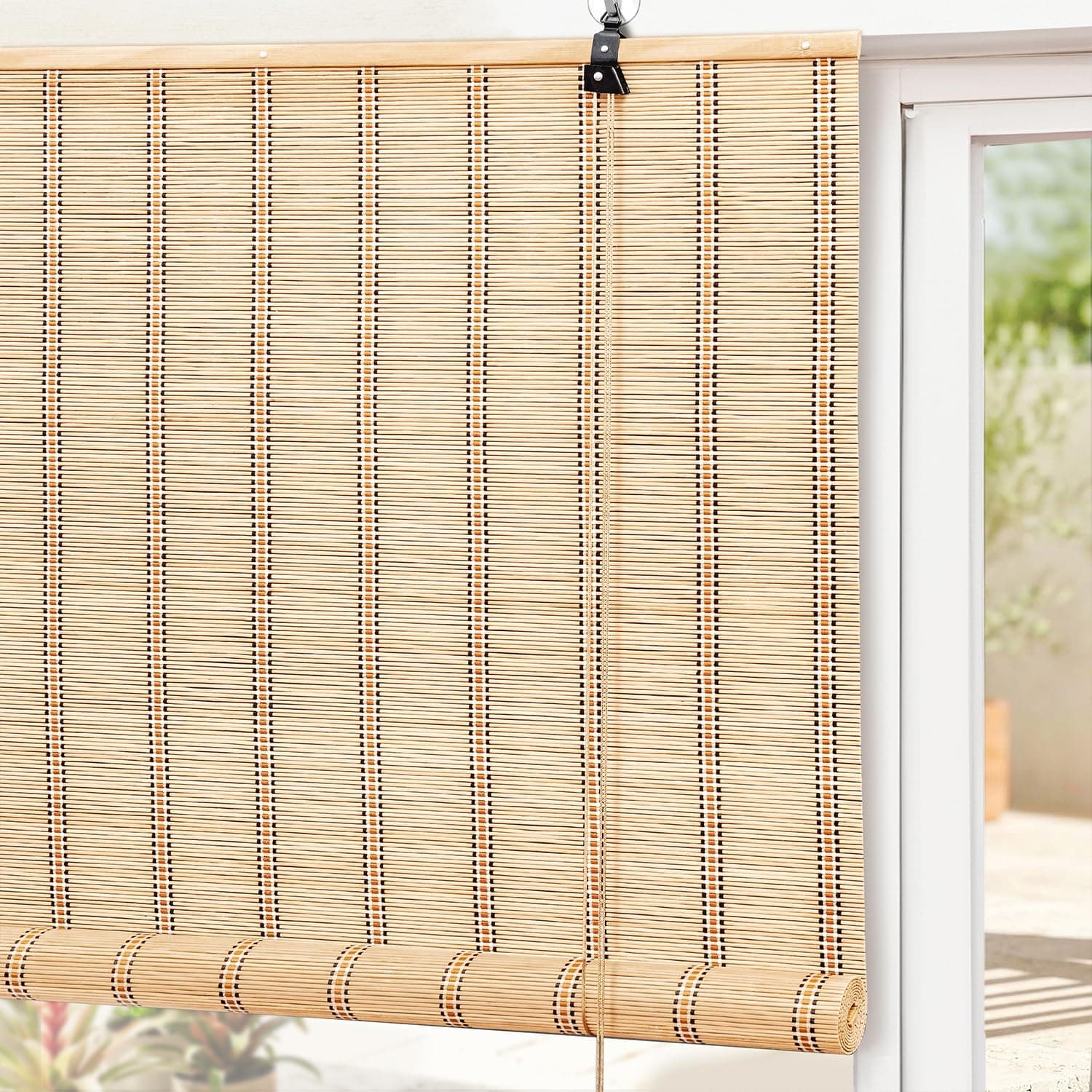 ABOUT SPACE Bamboo Curtains - W 3 ft x H 6 ft - Rope Mechanism Roll Up Down Bamboo Shade for Sunlight, Dust Protection Window Chick Blinds for Balcony, Resort, Restaurant, Hotel, Dhaba