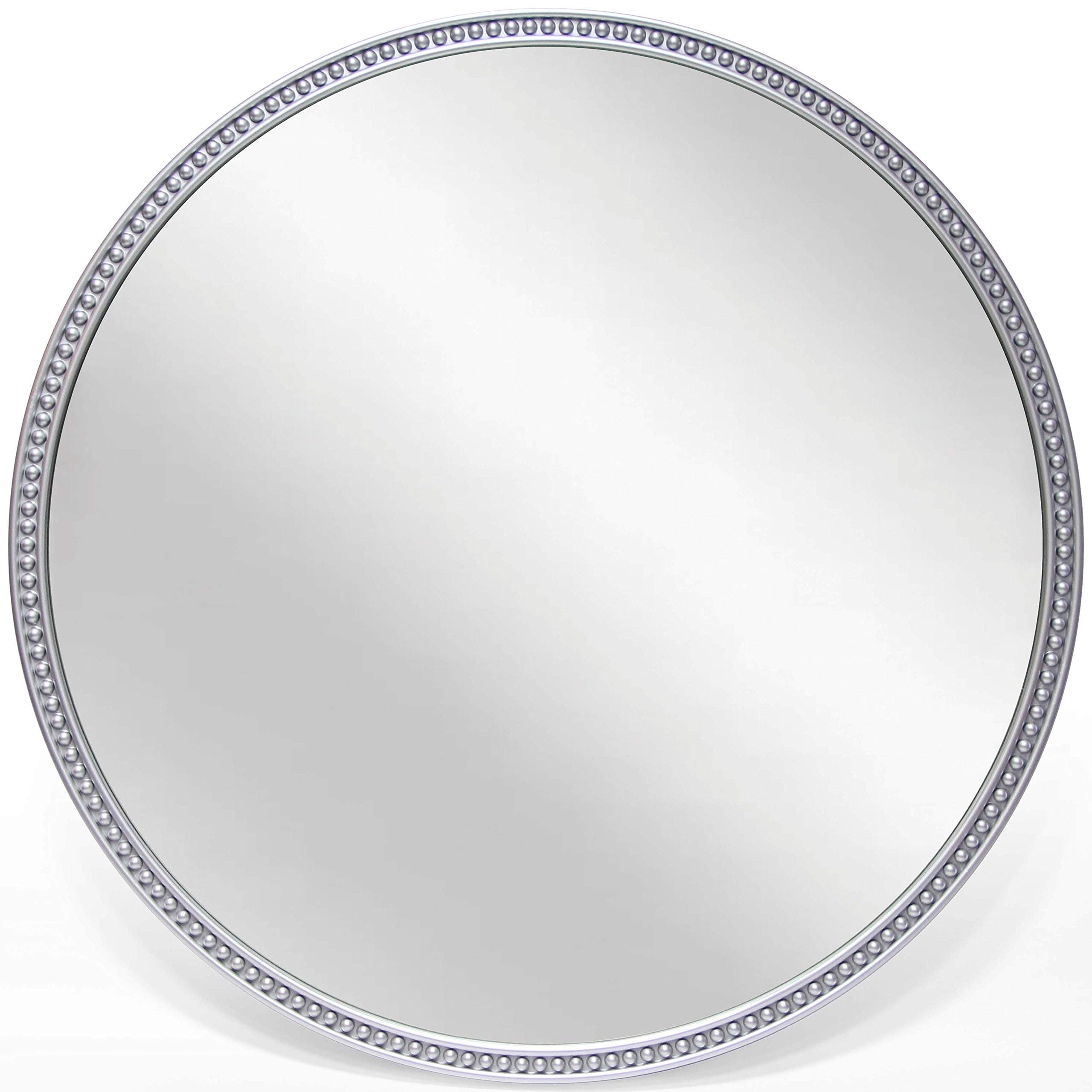 Infinity Instruments Charme 22 inch Silver Beaded Modern Contemporary Decorative Circle Round Wall-Hanging Mirror