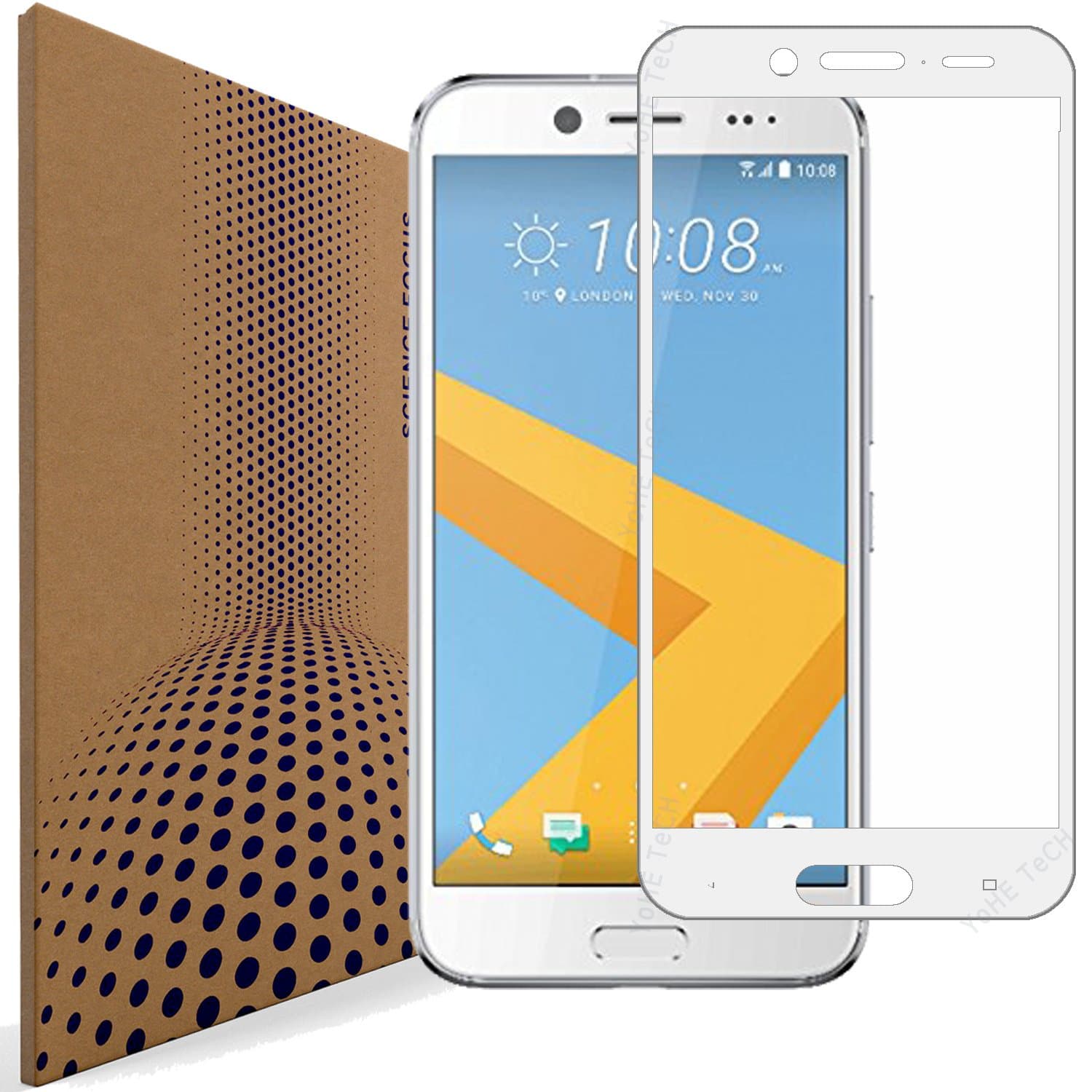 VLP Compatible with HTC 10 EVO Screen Protector, Cover Entire Display Smooth 2.5D Edge Anti Scratch Protective Film Tempered Glass Protectors for HTC 10 EVO (White)