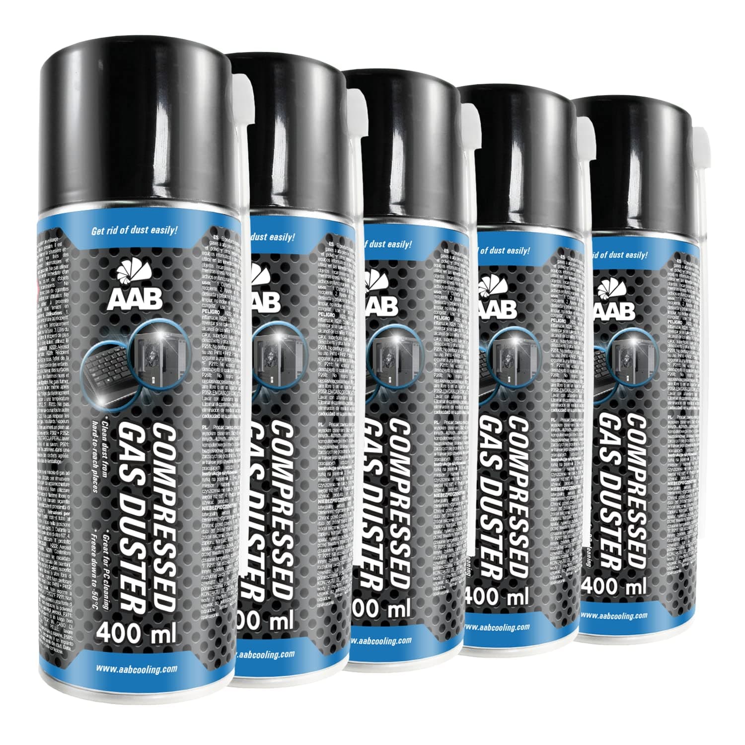 AABCOOLING Compressed Gas Duster 5 x 400ml - Compressed Air for Cleaning Computer, Keyboard, and Other Office Equipment, Laptop Cleaner, PC Cleaning Kit, Can of Air, Aerosol Duster, Canned Air