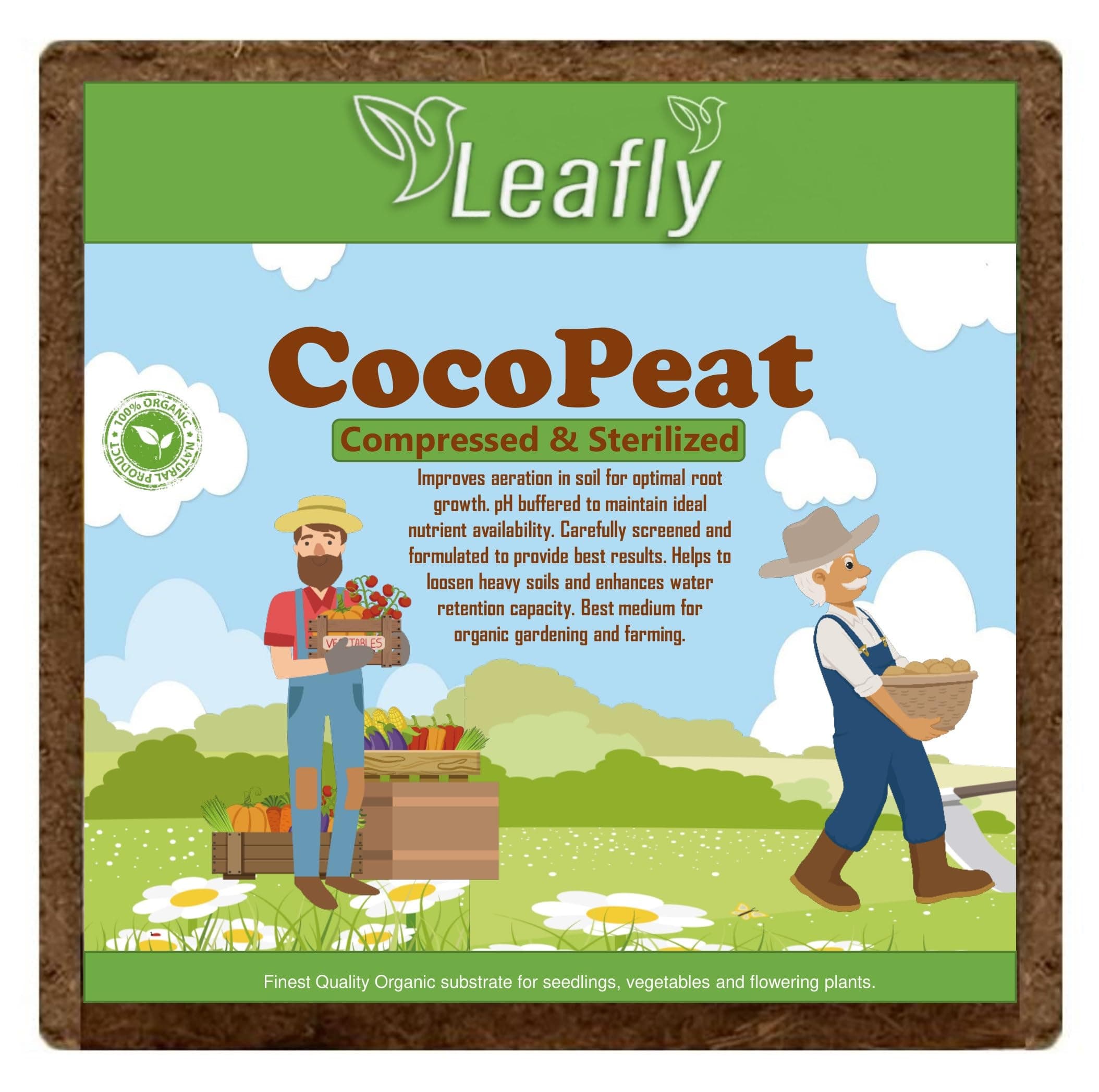 Leafly Coco Coir Brick Organic Coco Coir Potting Soil for All Plants, Cuttings, Seedlings and Seeds(5KG)