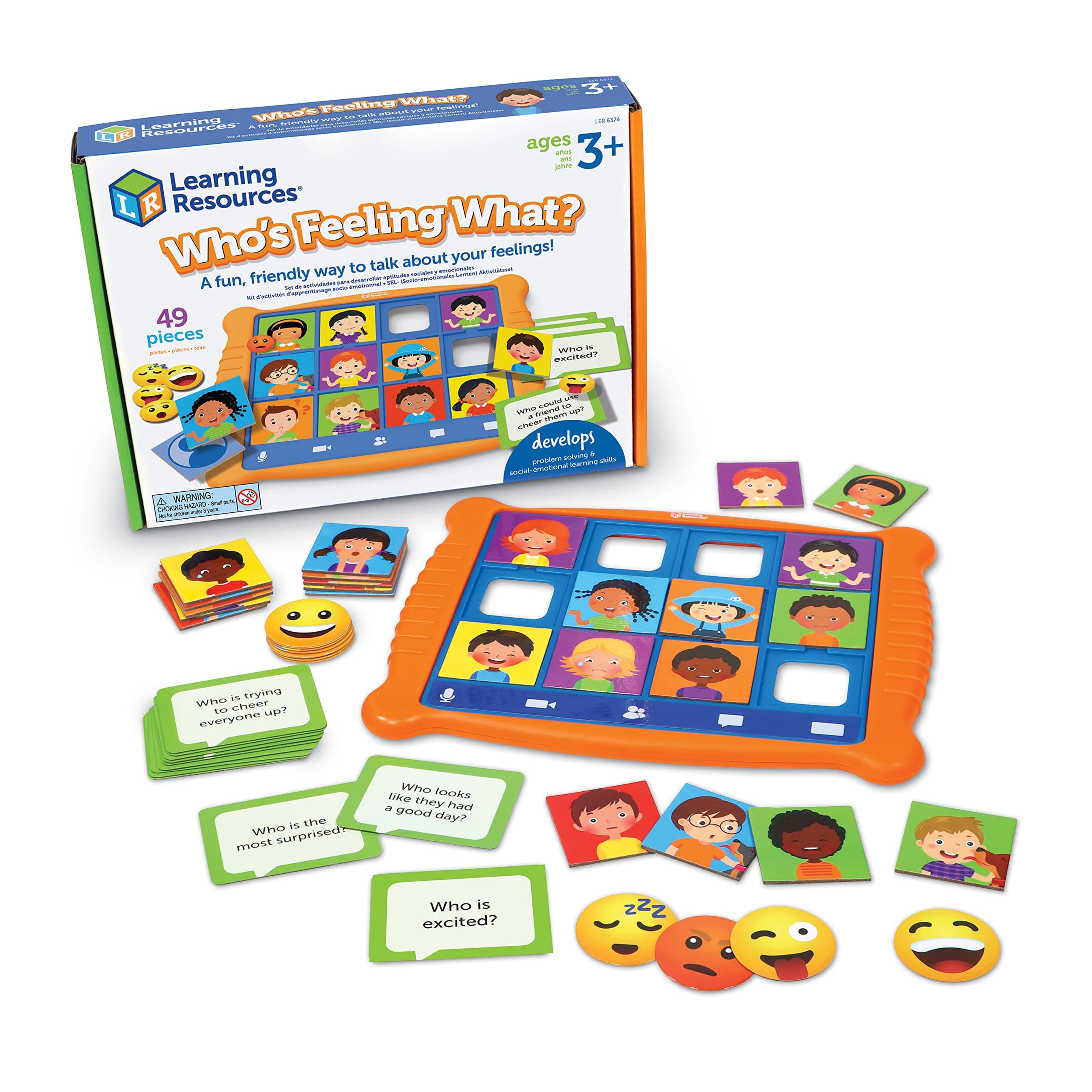 Socio-Emotional Learning Games Who Feels What?, Communication Games for Kids, Emotional Toys, Emotional Toys for Kids, Toys about Feelings, 49 Pieces, 3+