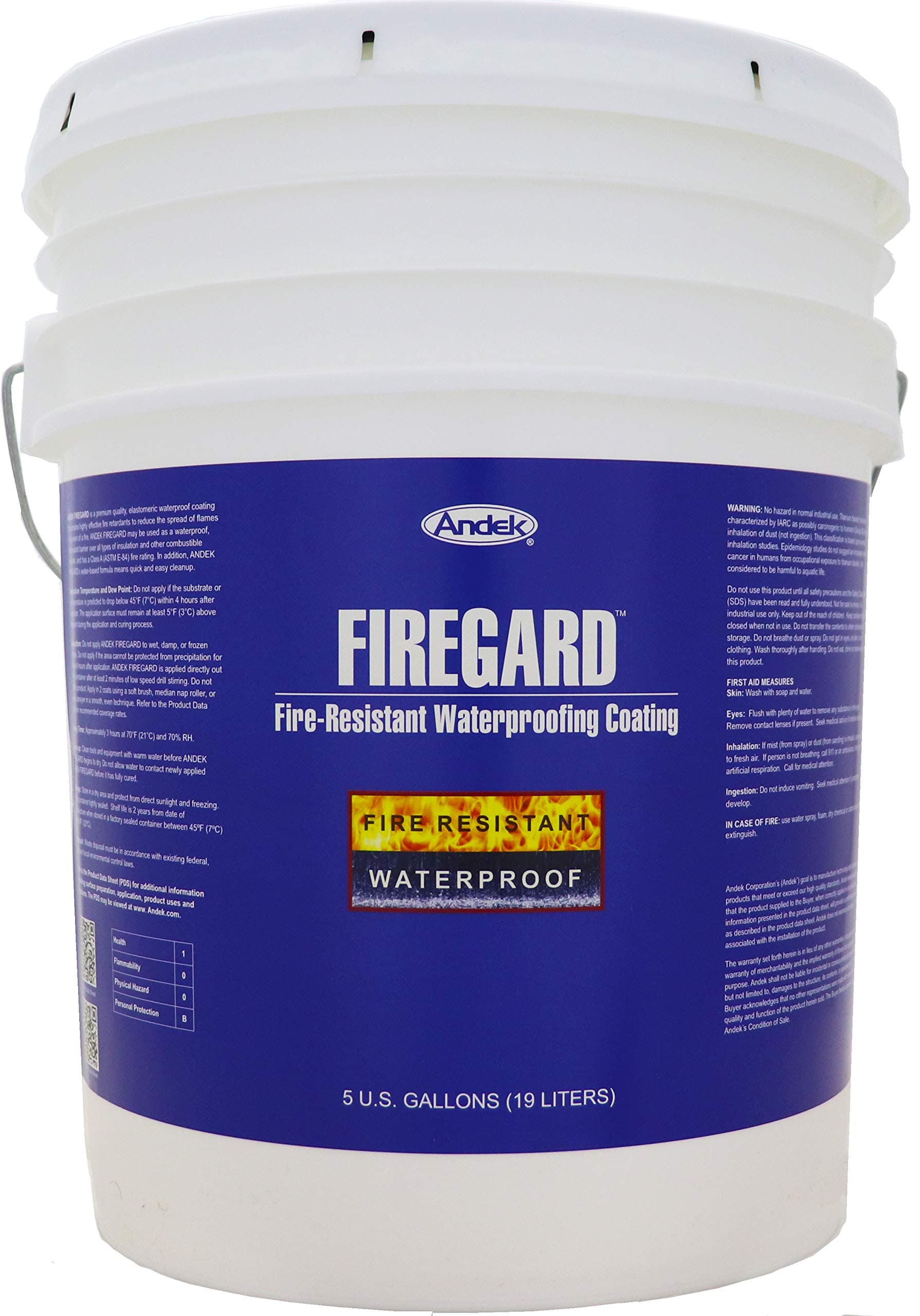 Andek Firegard, Fire Retardant Coating, 5 Gallon, White