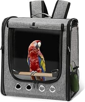 SuertreeBird Carrier Bag Bird Travel Cage with Stand, Lightweight Backpack for Parrot, Portable Bird Travel Bag, Pet Transparent Breathable Travel Cage (X-Large)
