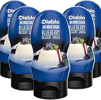Diablo No Added Sugar Dessert Sauce Blueberry – Guilt-Free Dessert Topping, Vegetarian Friendly Flavoring & Drizzle Syrup for Waffle, Pancake, Cereal, Cake, Ice Cream & More, 350g, 12.35oz - 5 Pack
