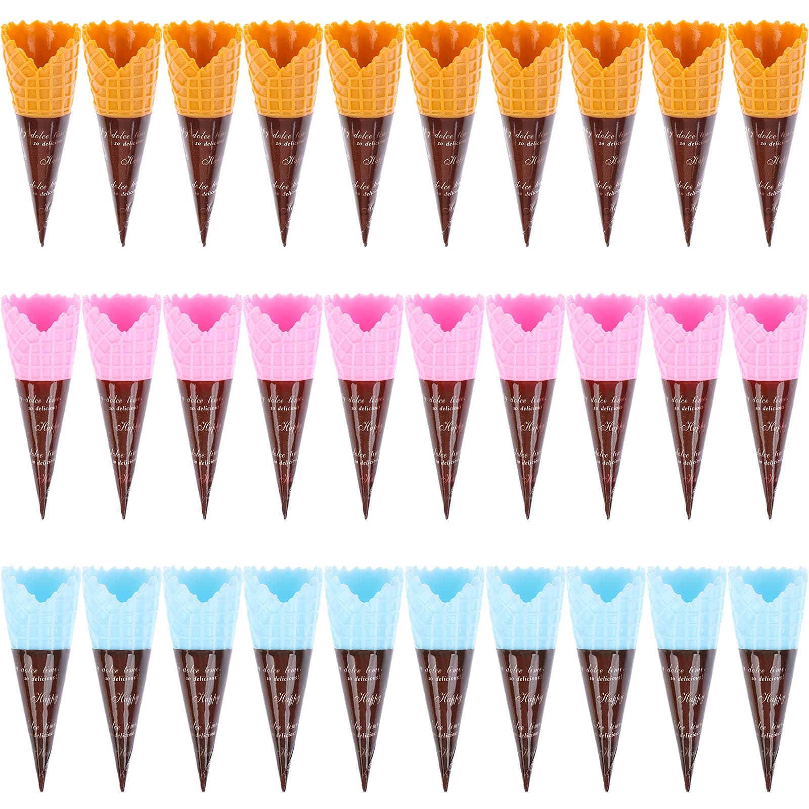 30 Pcs Mini Realistic Artificial Ice Cream Cone Adorable Ice Cream Cone Pretend Play Food Dollhouse Refrigerator Supplies Simulation Cone Light Clay Crisp Cone Cream Gel Food Play Accessories