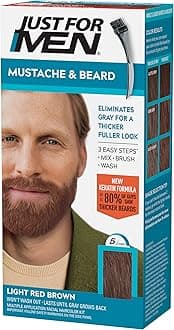 Just For Men Mustache & Beard, Beard Dye for Men with Brush Included for Easy Application, With Biotin Aloe and Coconut Oil for Healthy Facial Hair - Light Red Brown, M-27, Pack of 1