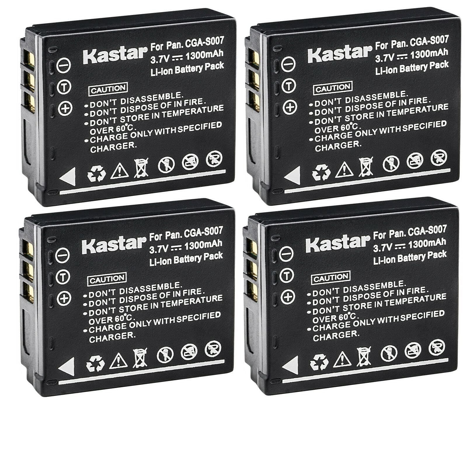 Kastar4-Pack CGA-S007 Battery Replacement for Panasonic CGA-S007 CGA-S007A CGA-S007A/1B CGA-S007E, CGR-S007, DMW-BCD10 Battery, Panasonic DE-A26, DE-A45, DE-A45BC, DE-A46 Charger