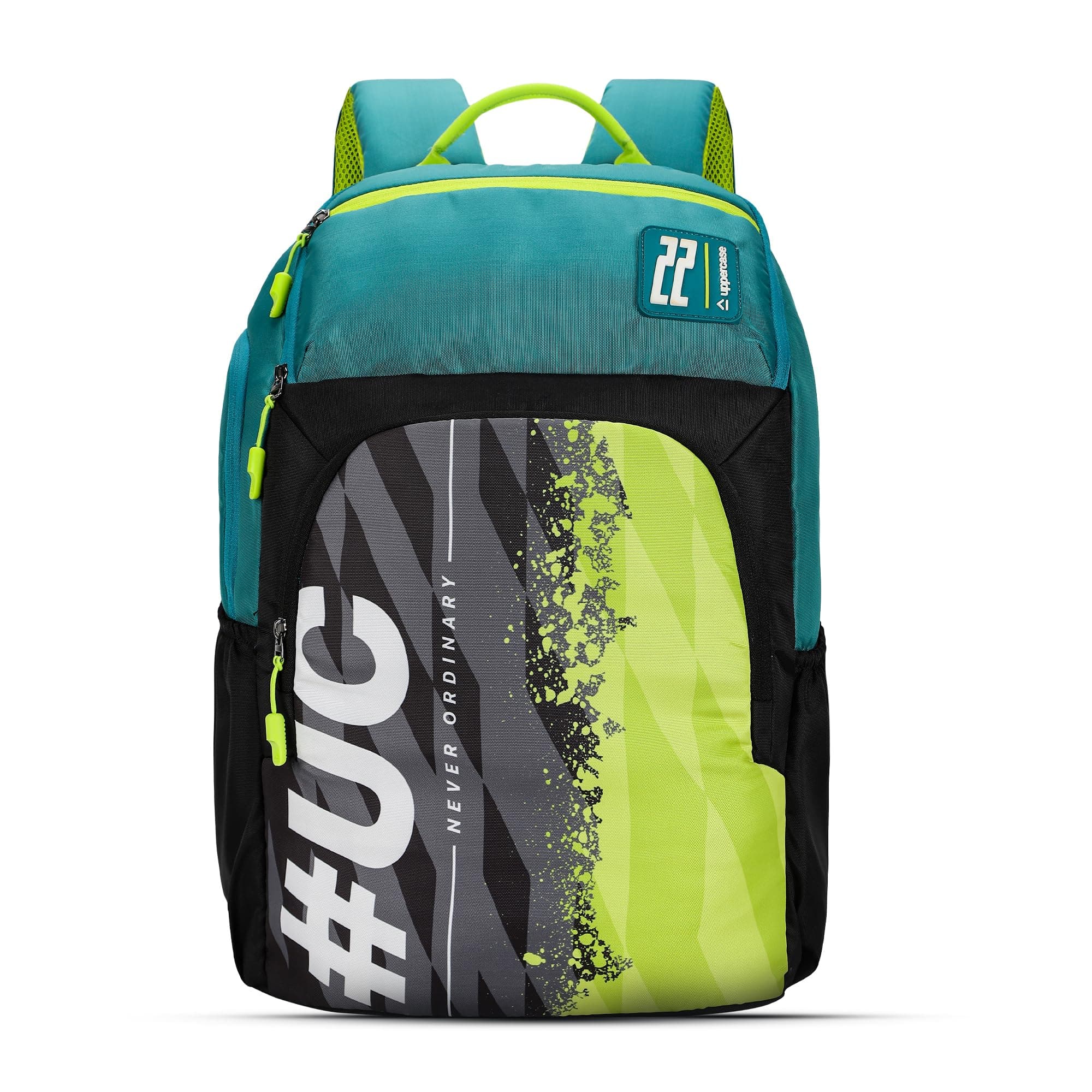 uppercase 33L Campus 04|School Bag|Double Compartment With Top&Side Quick Access Pocket|Well- Padded Standard Backpack|Side Water-Bottle Pocket|For Girls&Boys|750 Days Warranty (Black Teal)