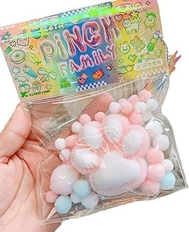 1 Pcs Taba Squishy Kit Kawaii Cat Paw Squishy Fidget Toy, Cute Cat Squishy's Sensory Toys, Pinch Family Squishy Toys, Stress Relief for Party Favors, Cat Mochi Squishy for Adults(Pink)