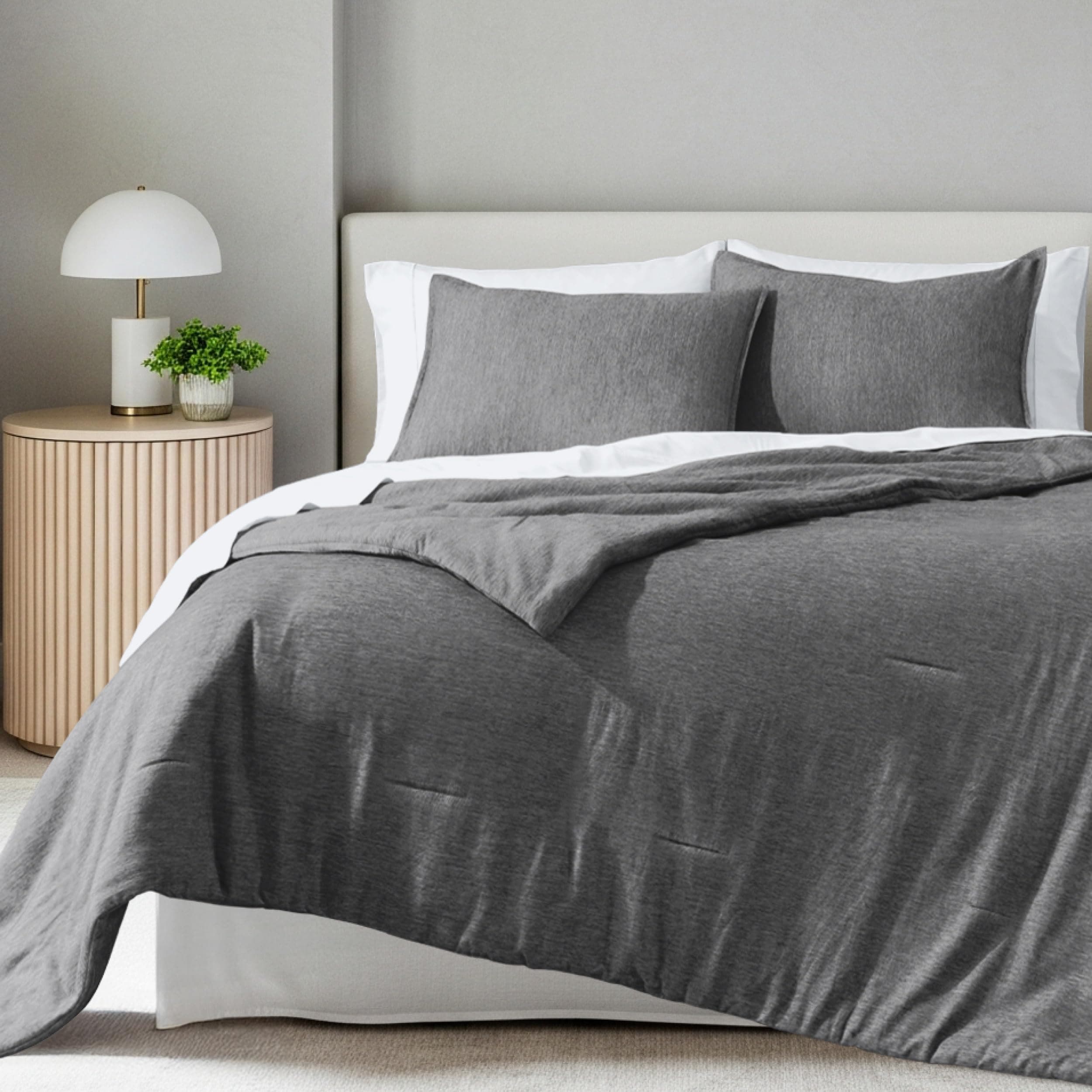 Bare Home Comforter Set - Full Size - Ultra-Soft - Goose Down Alternative - Premium 1800 Series - All Season Warmth Comforter (Full, Heathered Grey)